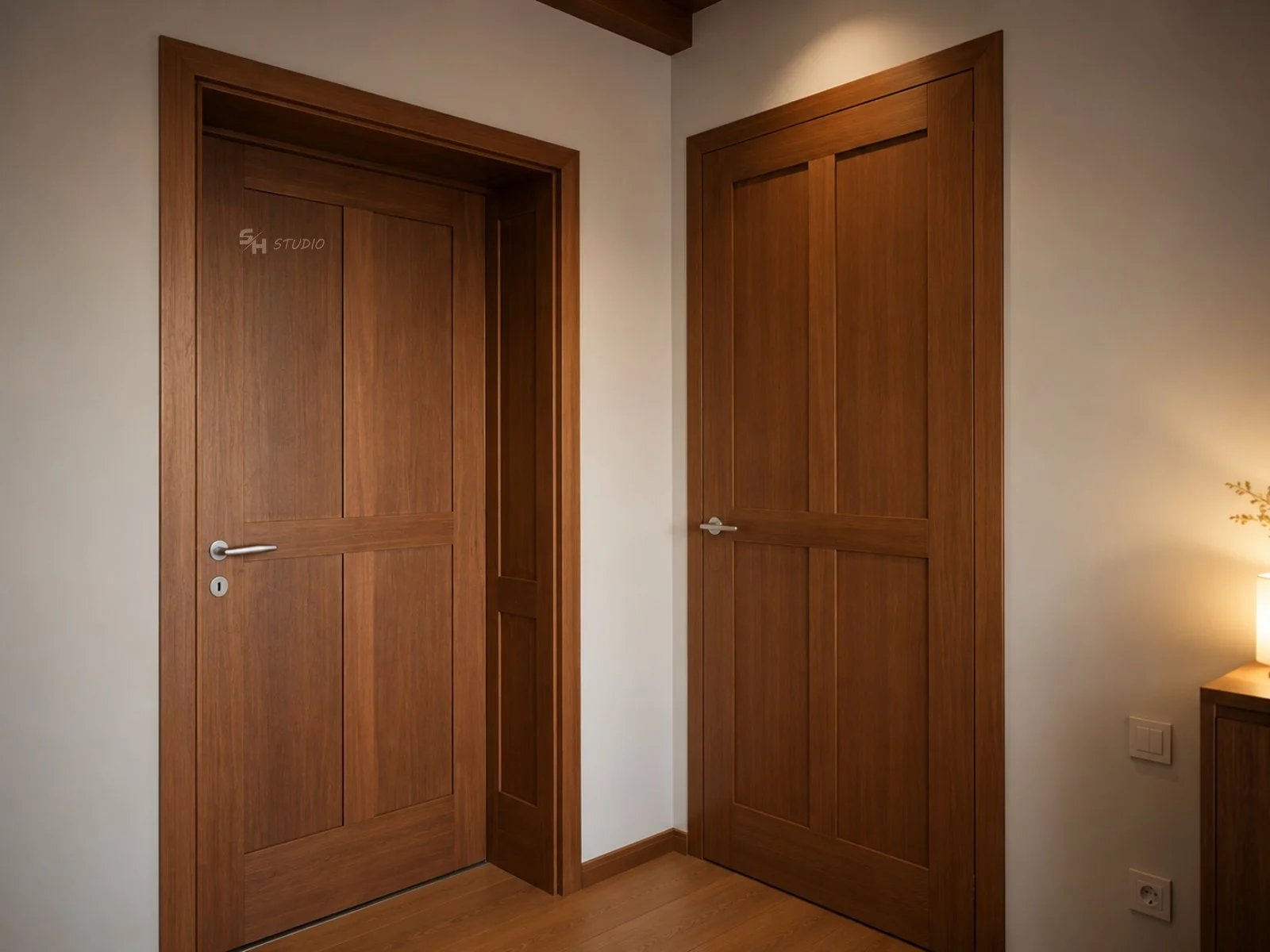 Baby Room — pair of solid-wood panelled doors with matching casings