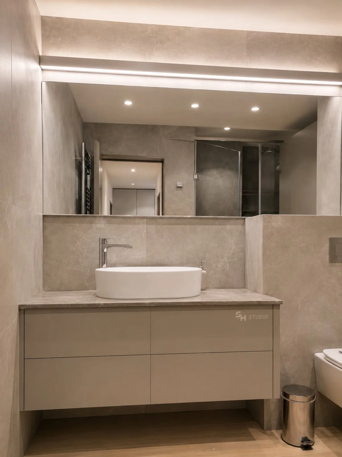 PSNG — wall-mounted bathroom vanity with stone countertop and vessel basin