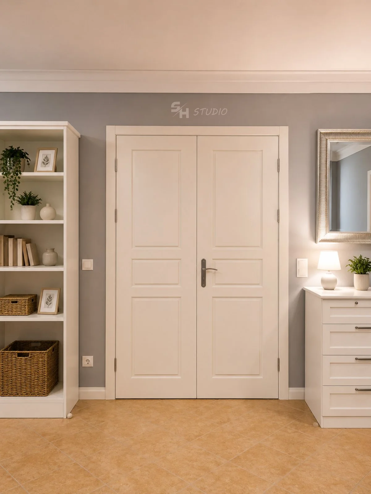 DIYT Apartment — double framed door between the entrance and adjoining hall