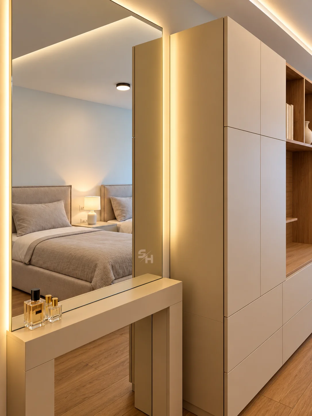 KDIA — backlit mirror in the dressing area