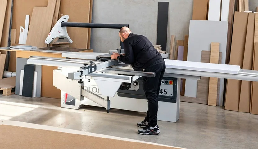 Craftsperson checking a furniture component during production