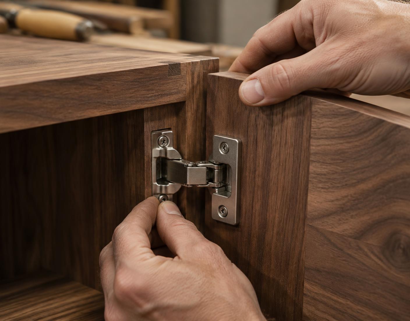 Representative close-up of furniture hardware and joinery